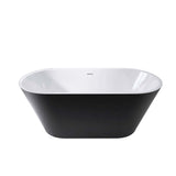 67" Acrylic Freestanding Bathtub, Matte Black Modern Stand Alone Soaking Bathtub, Brushed Nickel Drain and Minimalist Linear Design Overflow Included Easy to Install