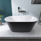 67" Acrylic Freestanding Bathtub, Matte Black Modern Stand Alone Soaking Bathtub, Brushed Nickel Drain and Minimalist Linear Design Overflow Included Easy to Install