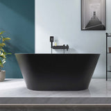 67" Acrylic Freestanding Bathtub, Matte Black Modern Stand Alone Soaking Bathtub, Brushed Nickel Drain and Minimalist Linear Design Overflow Included Easy to Install