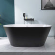 67" Acrylic Freestanding Bathtub, Matte Black Modern Stand Alone Soaking Bathtub, Brushed Nickel Drain and Minimalist Linear Design Overflow Included Easy to Install