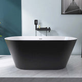 67" Acrylic Freestanding Bathtub, Matte Black Modern Stand Alone Soaking Bathtub, Brushed Nickel Drain and Minimalist Linear Design Overflow Included Easy to Install