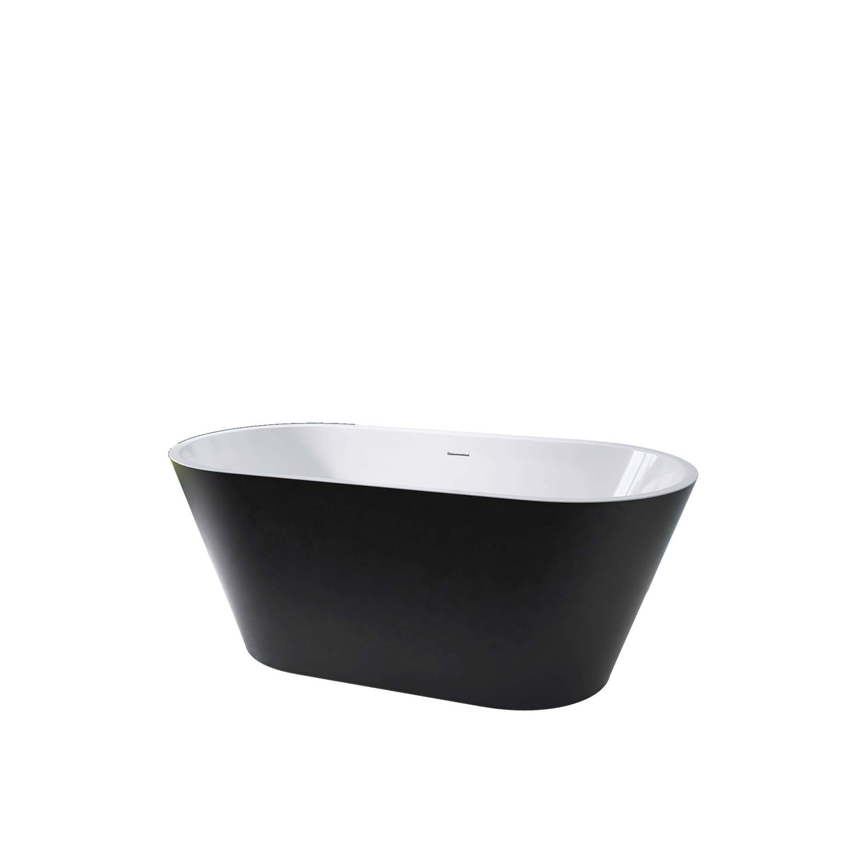 67" Acrylic Freestanding Bathtub, Matte Black Modern Stand Alone Soaking Bathtub, Brushed Nickel Drain and Minimalist Linear Design Overflow Included Easy to Install