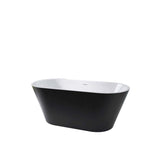 67" Acrylic Freestanding Bathtub, Matte Black Modern Stand Alone Soaking Bathtub, Brushed Nickel Drain and Minimalist Linear Design Overflow Included Easy to Install