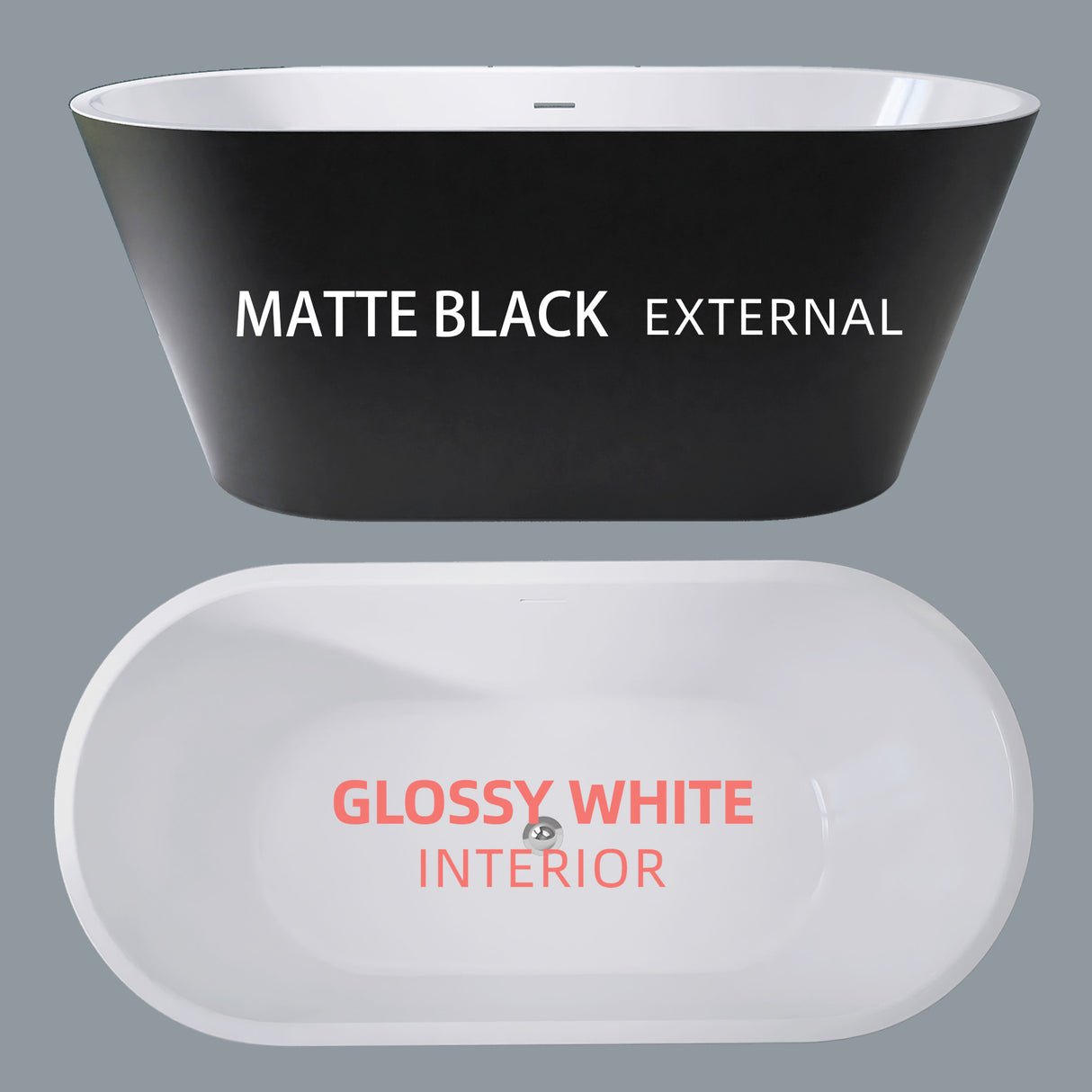 67" Acrylic Freestanding Bathtub, Matte Black Modern Stand Alone Soaking Bathtub, Brushed Nickel Drain and Minimalist Linear Design Overflow Included Easy to Install