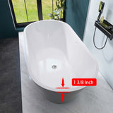 67" Acrylic Freestanding Bathtub, Matte Black Modern Stand Alone Soaking Bathtub, Brushed Nickel Drain and Minimalist Linear Design Overflow Included Easy to Install