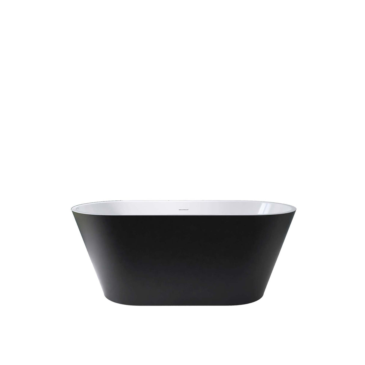 67" Acrylic Freestanding Bathtub, Matte Black Modern Stand Alone Soaking Bathtub, Brushed Nickel Drain and Minimalist Linear Design Overflow Included Easy to Install