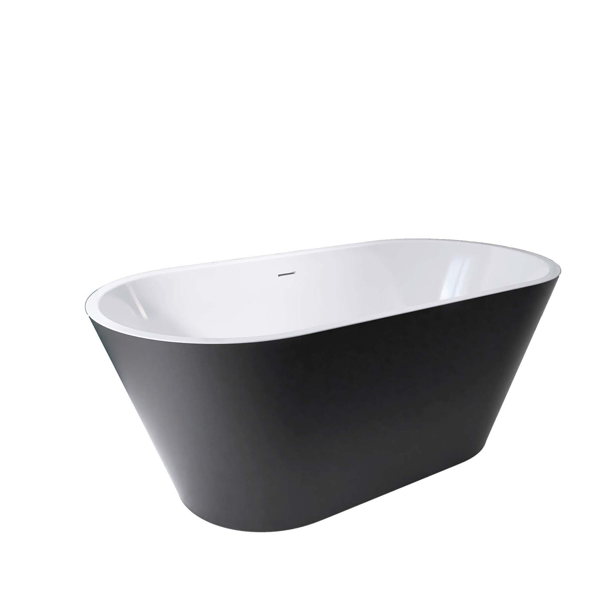 67" Acrylic Freestanding Bathtub, Matte Black Modern Stand Alone Soaking Bathtub, Brushed Nickel Drain and Minimalist Linear Design Overflow Included Easy to Install