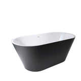 67" Acrylic Freestanding Bathtub, Matte Black Modern Stand Alone Soaking Bathtub, Brushed Nickel Drain and Minimalist Linear Design Overflow Included Easy to Install