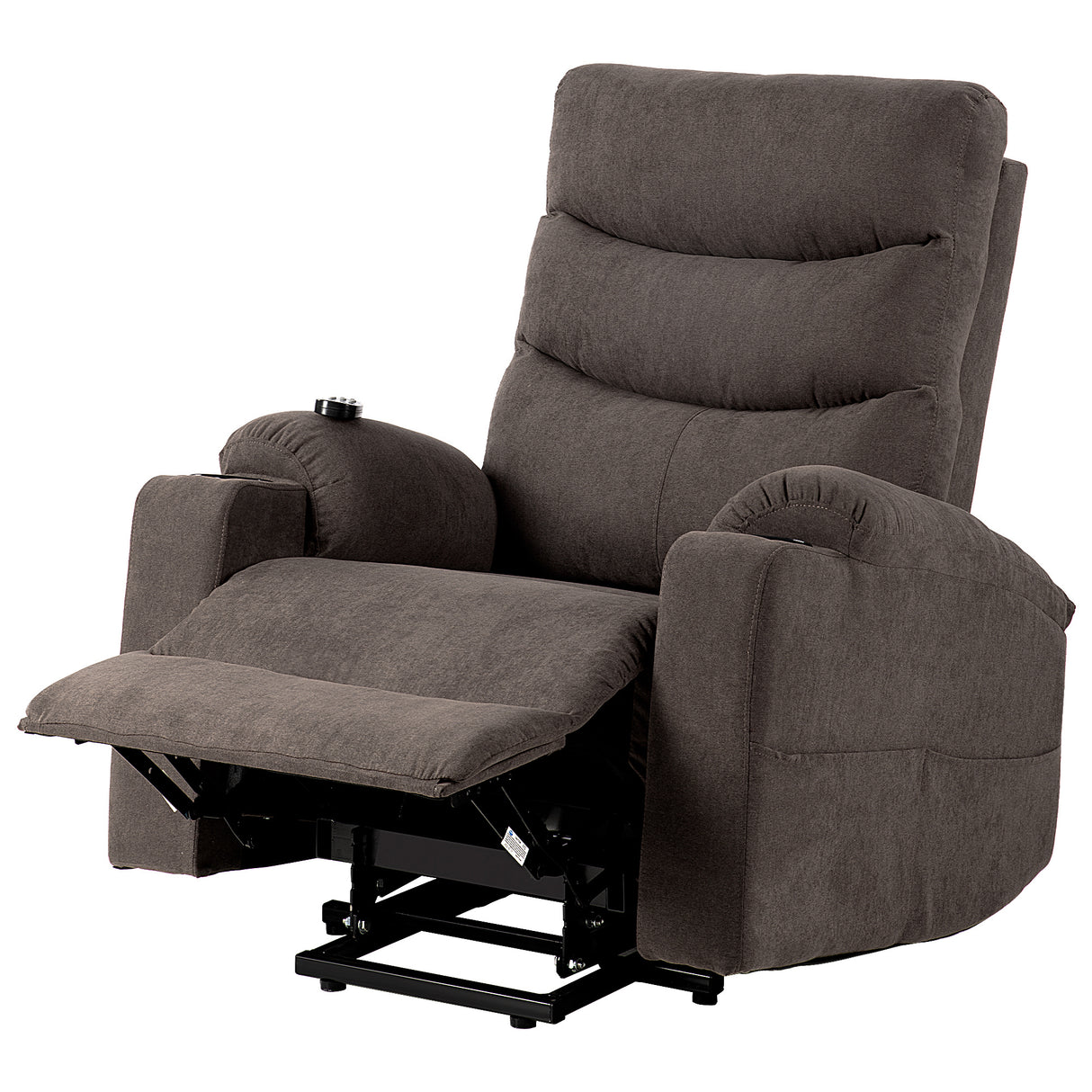 Lift Chairs Recliners for Elderly, Power Reomte Control with Heat and Massage, Upholstered Extra-wide Seat Side Pockets Cup Holders, Fashionable Headrest Thick Cushion (Brown) Home Elegance USA