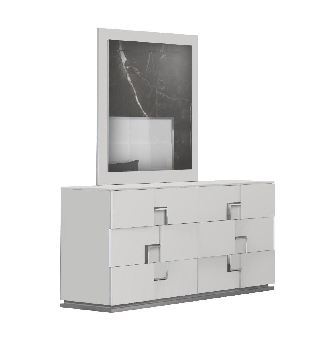 J&M Furniture - Infinity Dresser With Mirror In White Glossy - 17441Dm