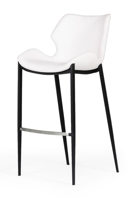 Vig Furniture Modrest Ithaca - Modern White Leatherette Bar Stool (Set of 2)
