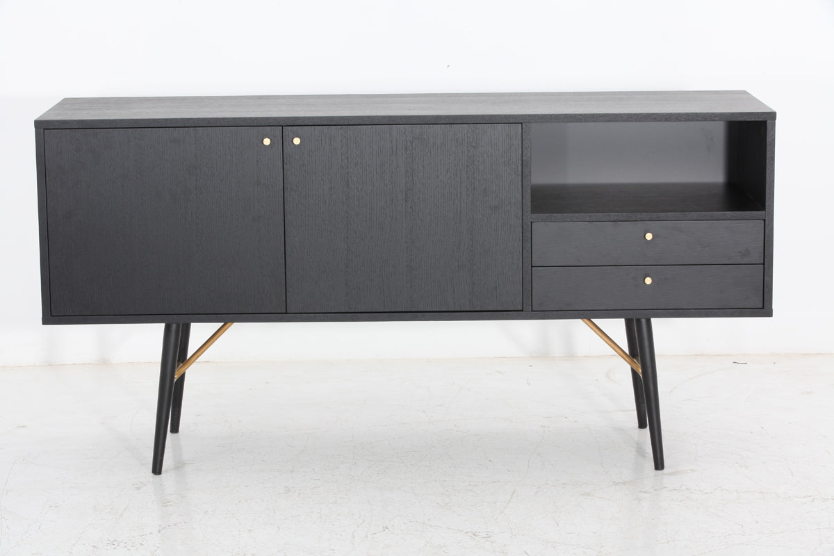 Vig Furniture Modrest Billy Modern Black Oak & Gold Buffet