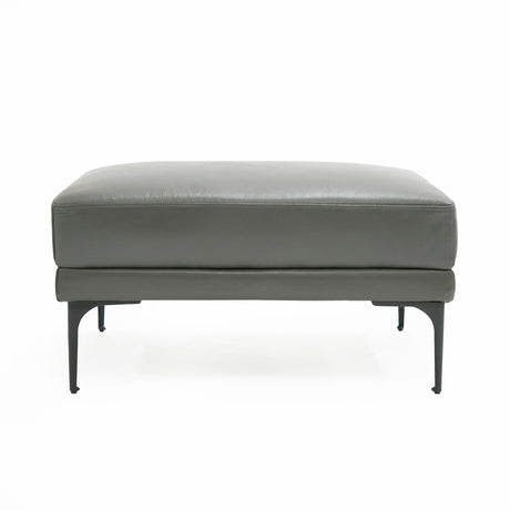 Vig Furniture Divani Casa Jacoba - Modern Dark Grey Leather Rectangular Ottoman