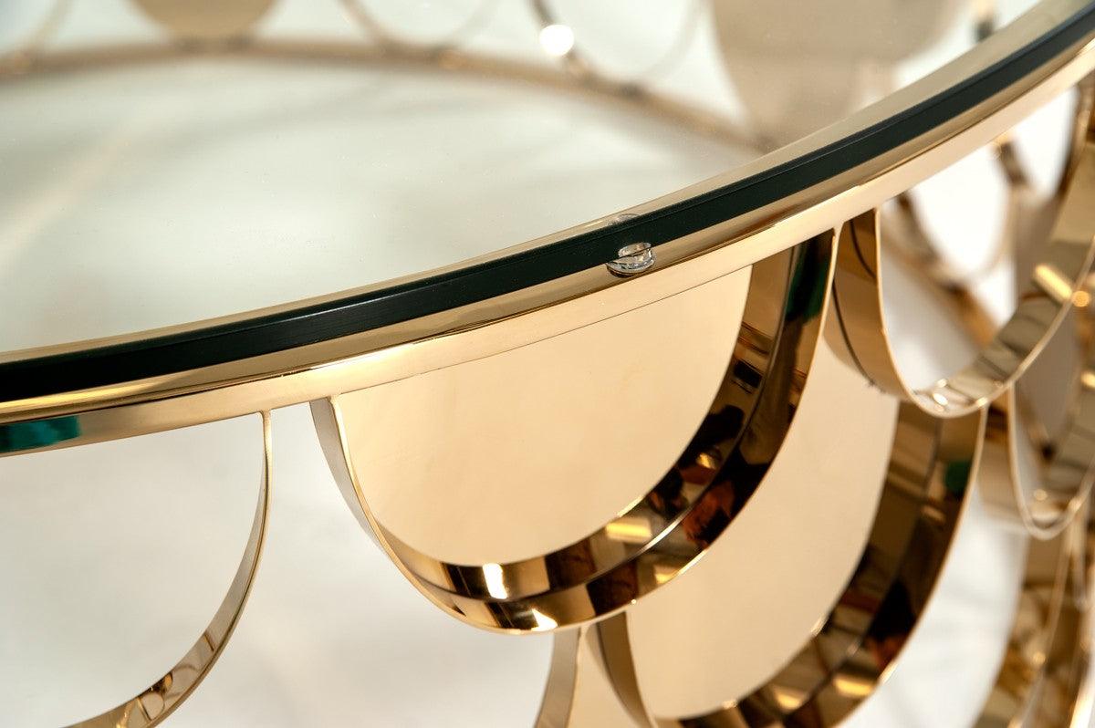 Vig Furniture - Modrest Javier Modern Glass & Gold Round Coffee Table - Vgvcct088
