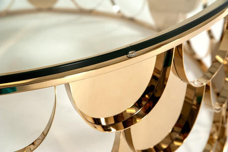 Modrest Javier Modern Glass & Gold Round Coffee Table Vgvcct088