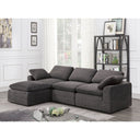 Joel L-Shaped Modular Sectional Sofa Chenille Fabric with Feather-Blend Cushions