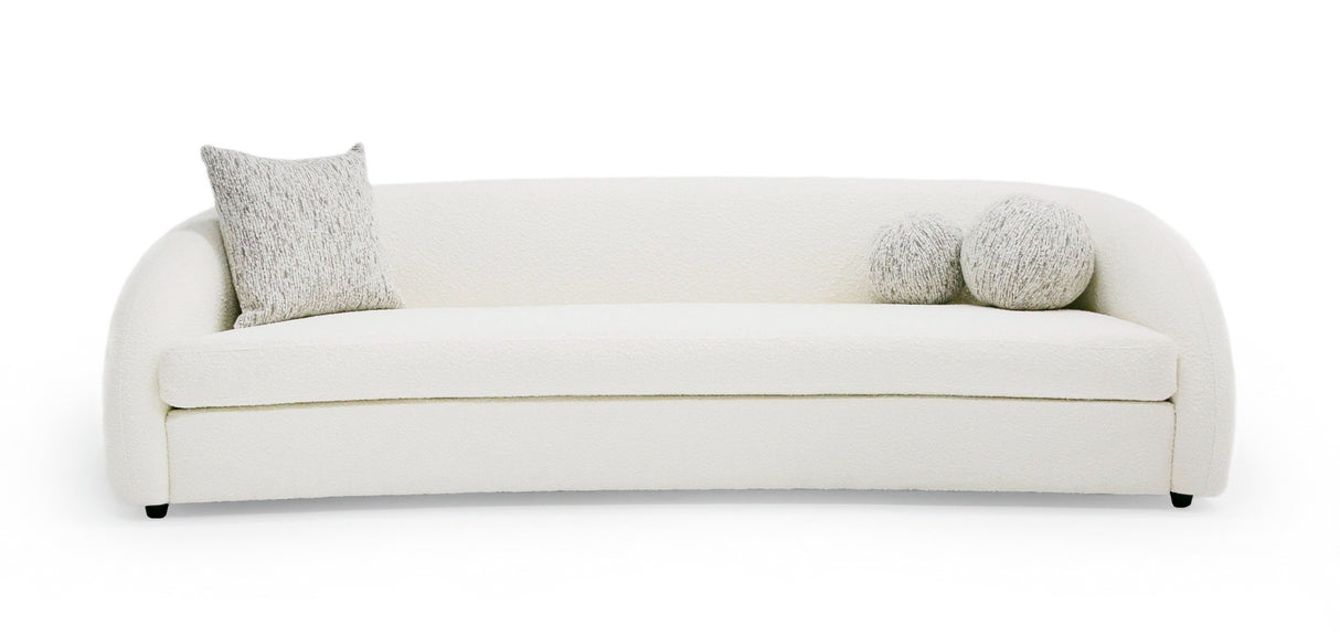 Vig Furniture Modrest - Joshua Modern 4-Seater Curved White and Taupe Fabric Sofa