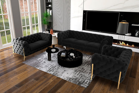 Vig Furniture Divani Casa Quincey - Transitional Black Velvet Sofa Set