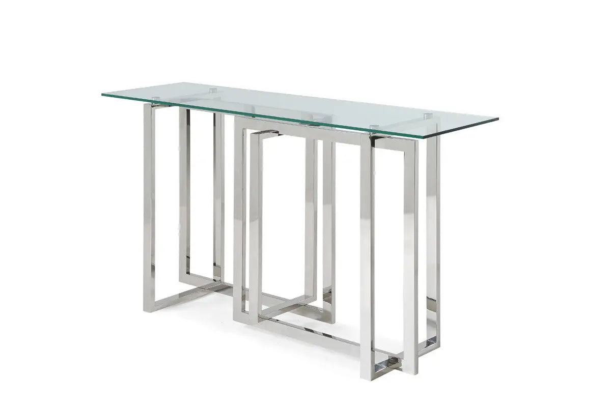 Vig Furniture - Modrest Valiant Modern Glass & Stainless Steel Console Table - Vgvck856