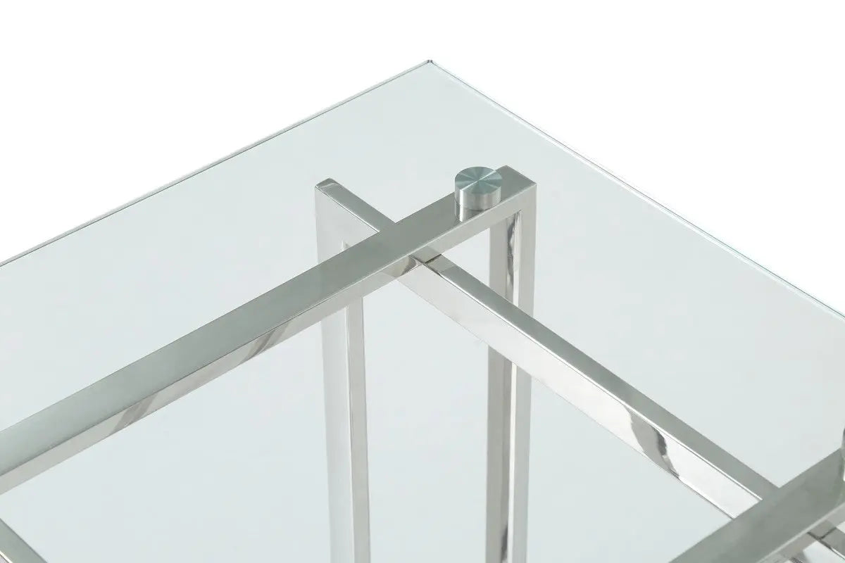 Vig Furniture - Modrest Valiant Modern Glass & Stainless Steel Console Table - Vgvck856