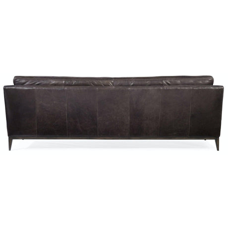 Kador Leather Stationary Sofa in Debonair Graphite Leather & Dark Wood – Hooker Furniture