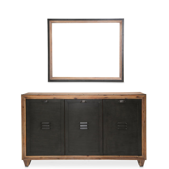 Aico Furniture - Brooklyn Walk Sideboard With Mirror In Burnt Umber - Ki-Brkw007-067-408