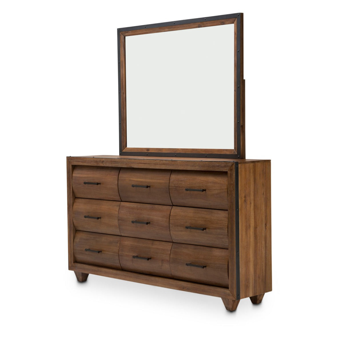 Aico Furniture - Brooklyn Walk Dresser With Mirror In Burnt Umber - Ki-Brkw050-060-408