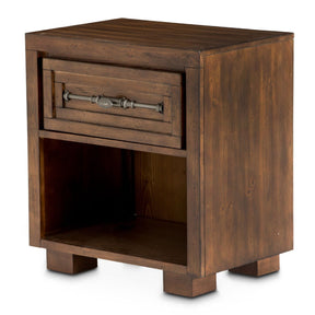 Carrollton 1-Drawer Nightstand in Rustic Ranch with Open Shelf – AICO