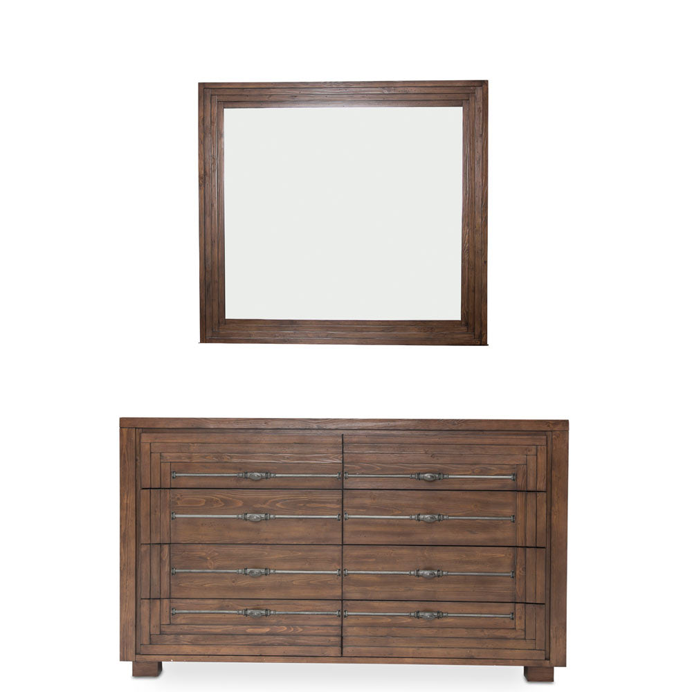 Aico Furniture - Carrollton Dresser With Mirror In Rustic Ranch - Ki-Crln050-060-407N