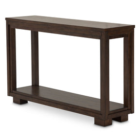 Carrollton Console Table in Rustic Ranch Wood with Glass Top – Aico Furniture