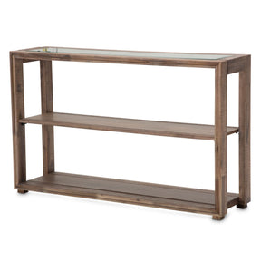 Hudson Ferry Console Table in Driftwood with Glass Top – Aico Furniture