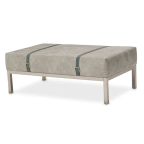 Menlo Station Rectangular Cocktail Ottoman in Gray Vinyl & Eucalyptus – Aico