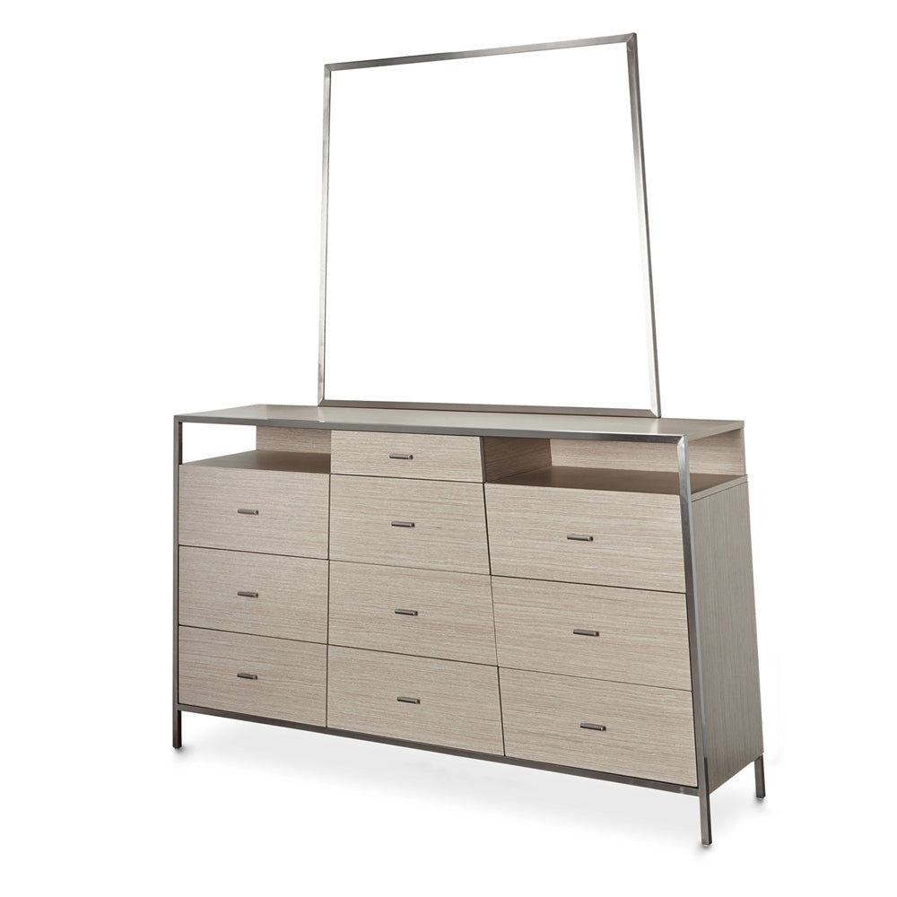 Aico Furniture - Silverlake Village Dresser With Mirror In Washed Oak - Ki-Slvg050-060-129