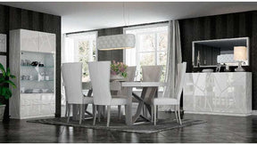 Franco Spain 7-Piece Dining Set White Fabric Buffet & Mirror