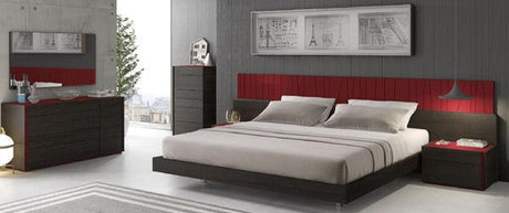 Lagos Natural Light Grey Lacquer Queen 5 Piece Platform Bedroom Set - 17867250-Q-5Set | J&M