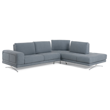 Lamod Italia Mood - Contemporary Blue Leather Right Facing Sectional Sofa - Home Elegance USA