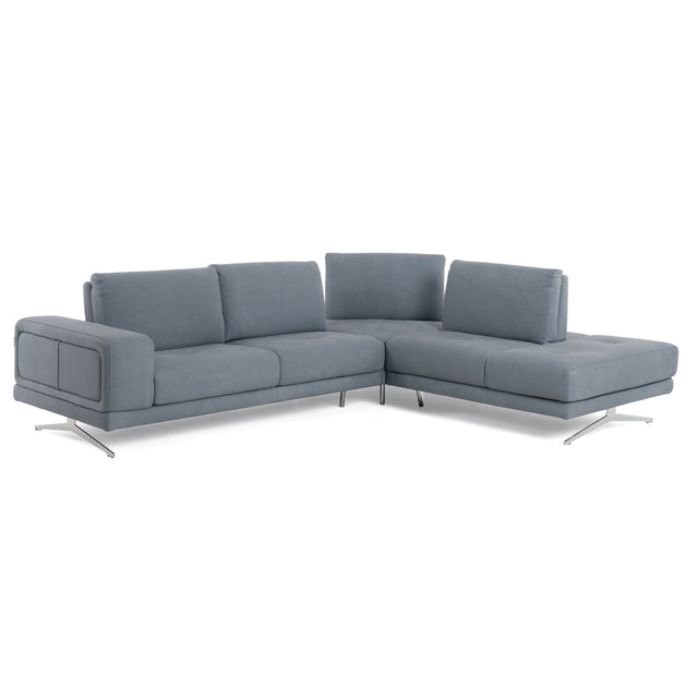 Lamod Italia Mood - Contemporary Blue Leather Right Facing Sectional Sofa - Home Elegance USA