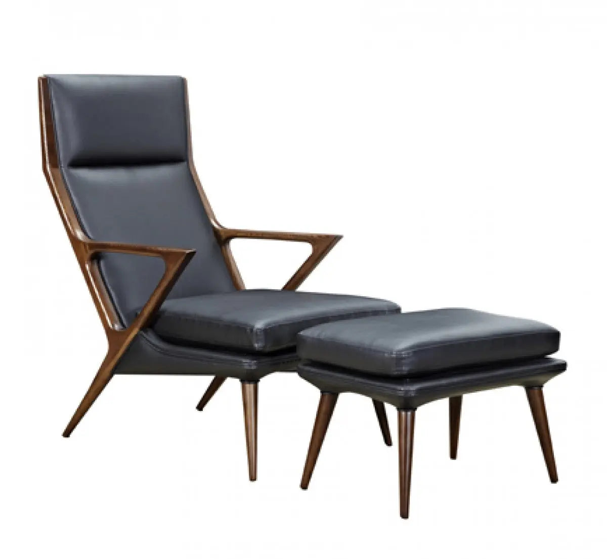 Vig Furniture - Modrest Fulton Modern Black Lounge Chair & Ottoman - Vgcslc-17050