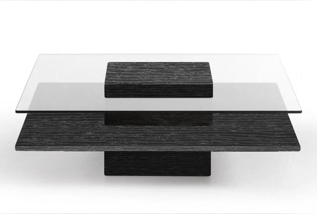 Modrest Clarion Modern Grey Elm & Glass Coffee Table Vgbble638E-Gry
