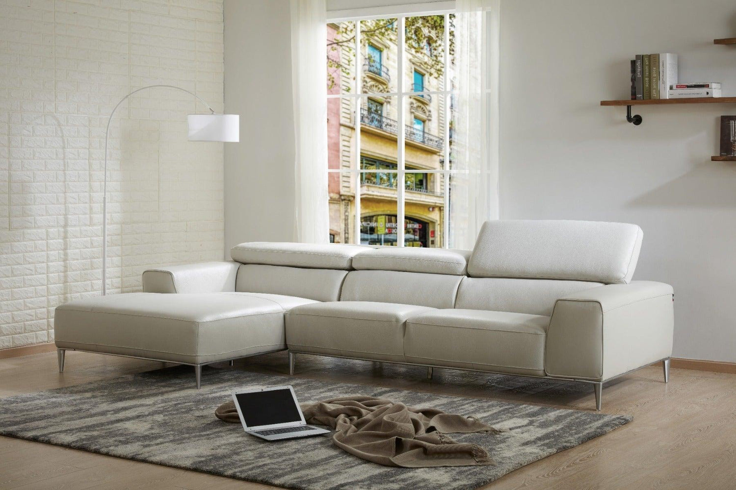 J&M Furniture - Lecoultre Light Grey In Left Hand Facing - 17125-Lhfc