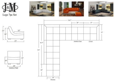 Lego 7 Piece Sectional In White - 176656 | J&M
