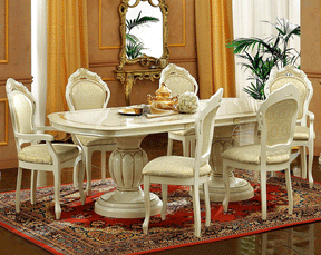 Leonardo 7 Piece Dining Table Set In Ivory - Leonardotable-7Set | ESF