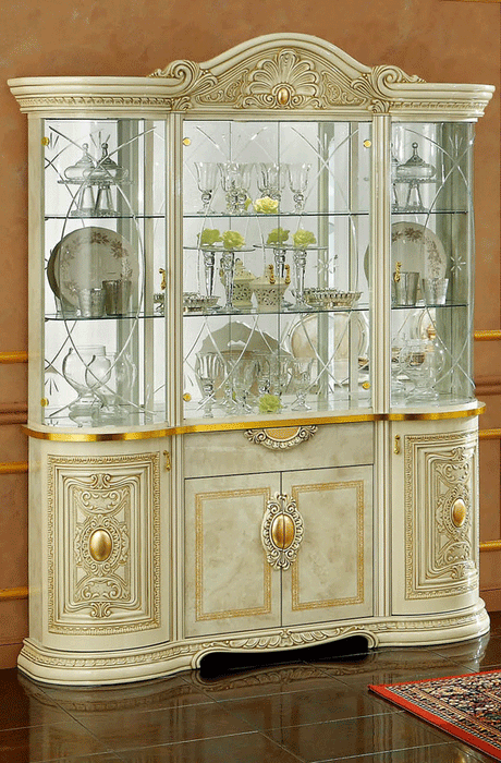 ESF Furniture - Leonardo 4-Door China Cabinet in Ivory - LEONARDOCHINA