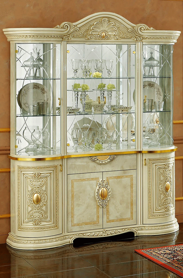 Esf Furniture - Leonardo 4-Door China Cabinet In Ivory - Leonardochina