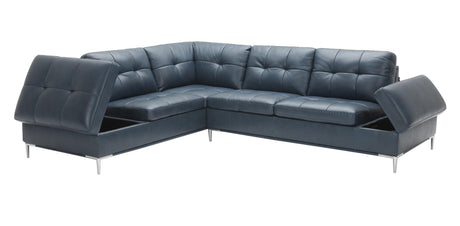 Leonardo Blue In Left Hand Facing Modern Sectional Sofa - 18995-Lhfc | J&M