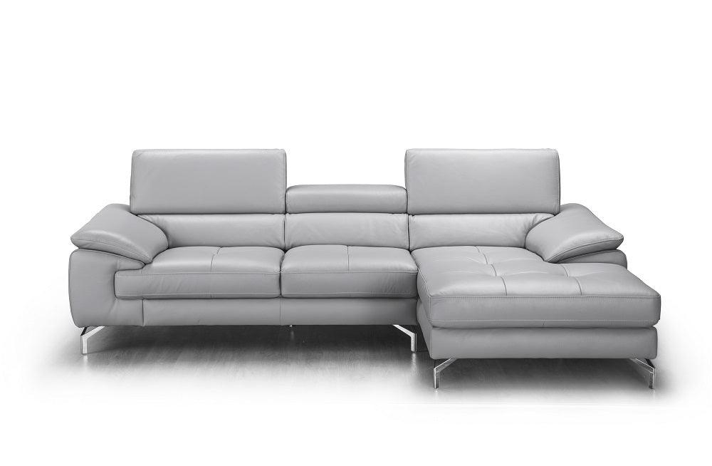 J&M Furniture - Liam Premium Leather Sectional In Right Hand Facing Chaise In Light Grey - 18273-Rhfc