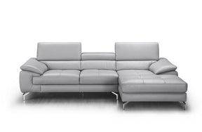 Liam Premium Leather Sectional In Right Hand Facing Chaise In Light Grey - 18273-Rhfc | J&M