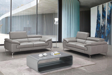 Liam Premium Leather Sofa Set In Grey - 18758-2Set | J&M