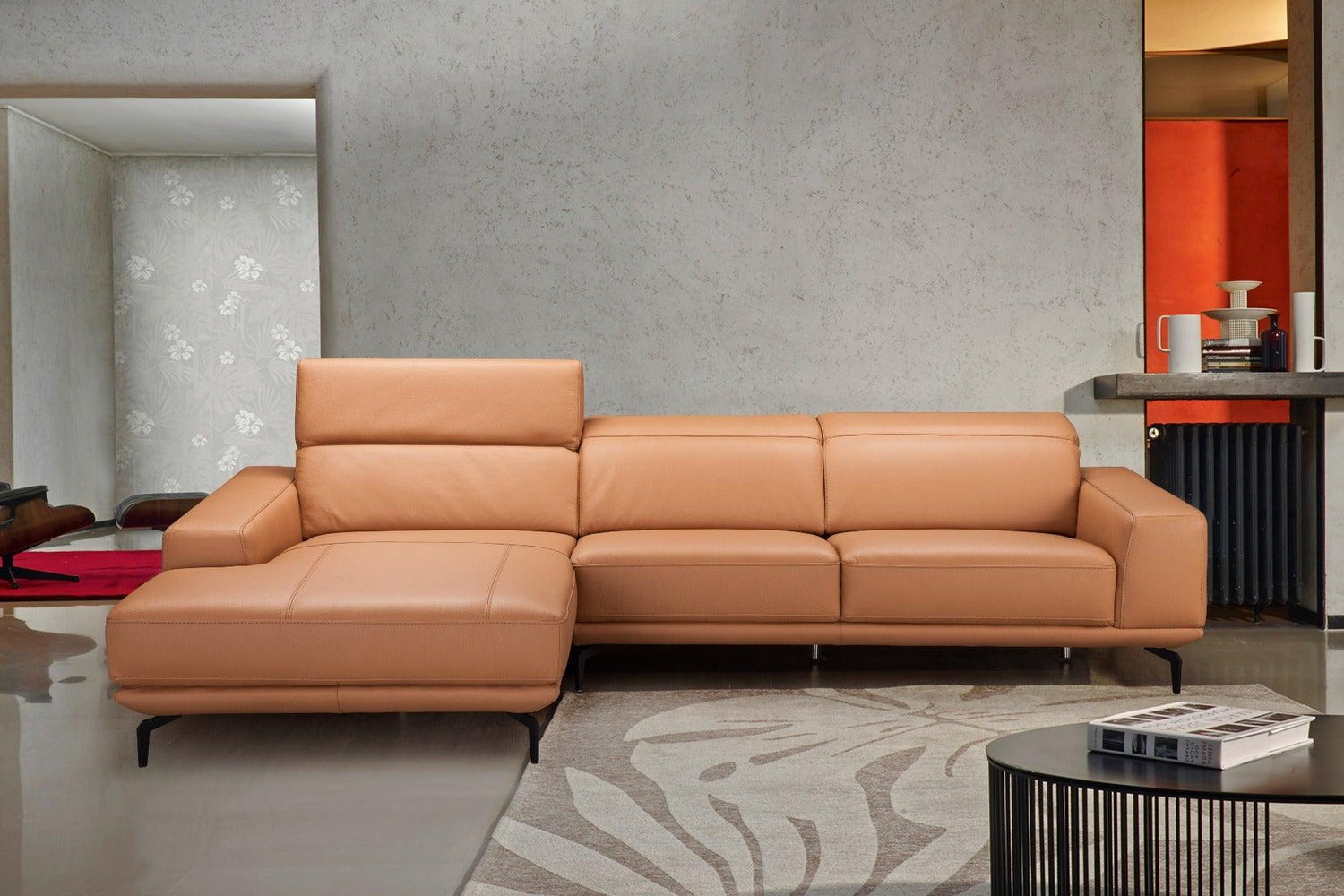 J&M Furniture - Lima Sectional In Left Hand Facing Chiase In Peru Orange - 1790891-Lhfc