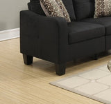 Living Room Furniture 2pc Sofa Set Black Polyfiber Sofa And Loveseat w pillows Cushion Couch Home Elegance USA
